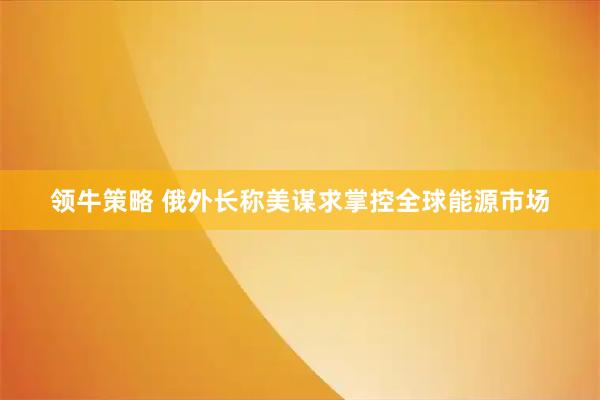 领牛策略 俄外长称美谋求掌控全球能源市场